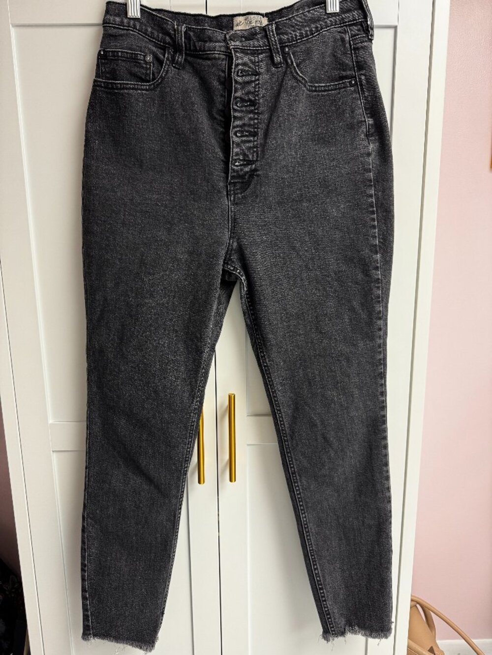 Free People We The Free CRVY High Rise Skinny Jeans Size 30 Black Button Fly